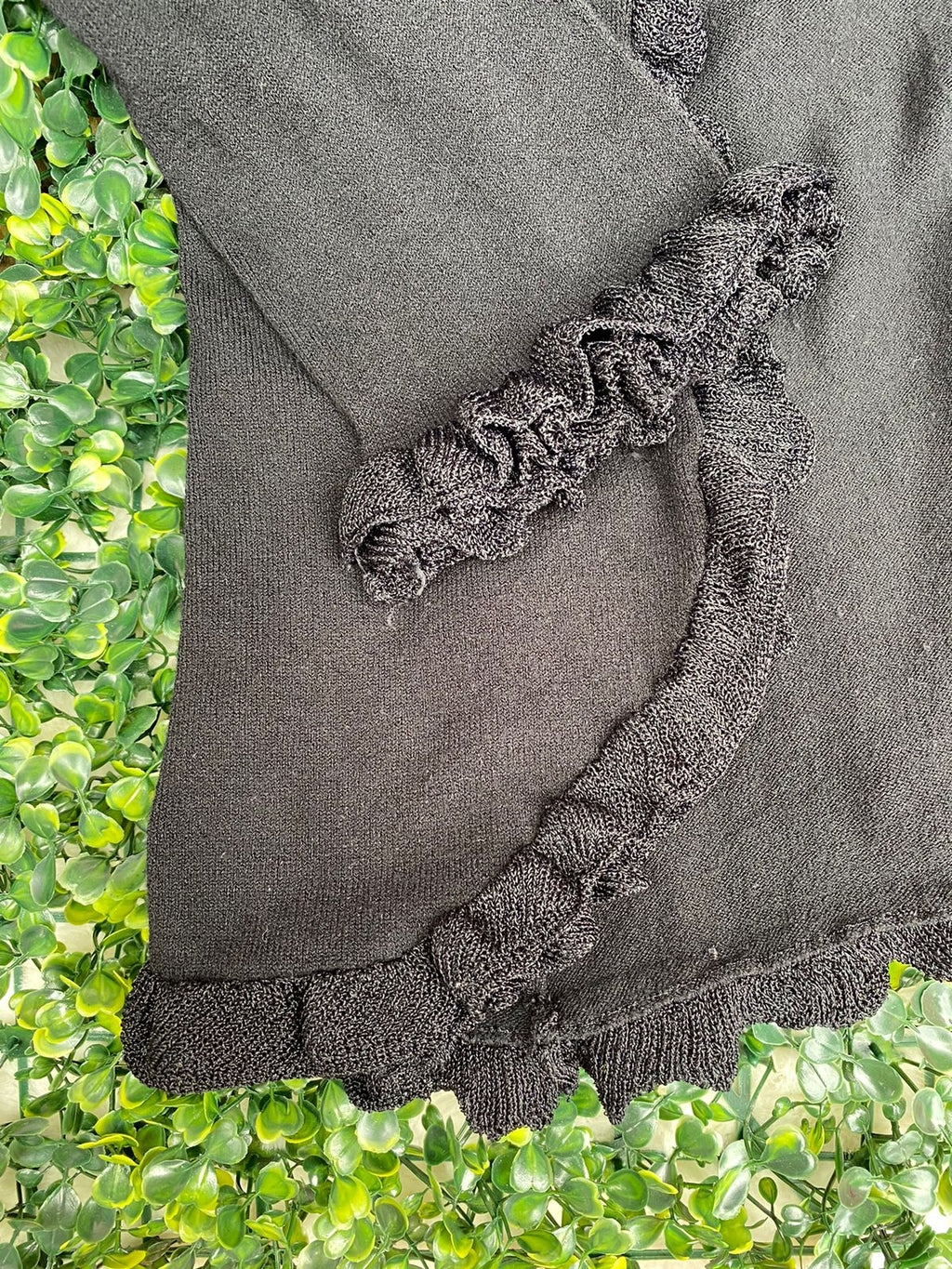 Black Ruffle Tie-Front Cardigan