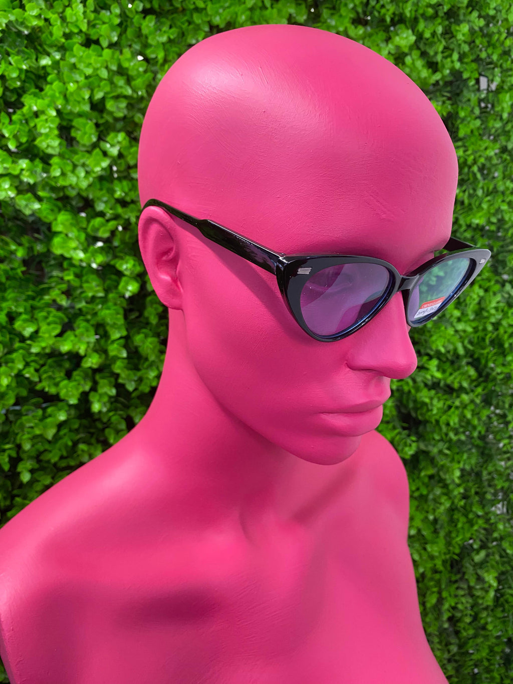 Black Blue-Lens Cat-Eye Sunglasses