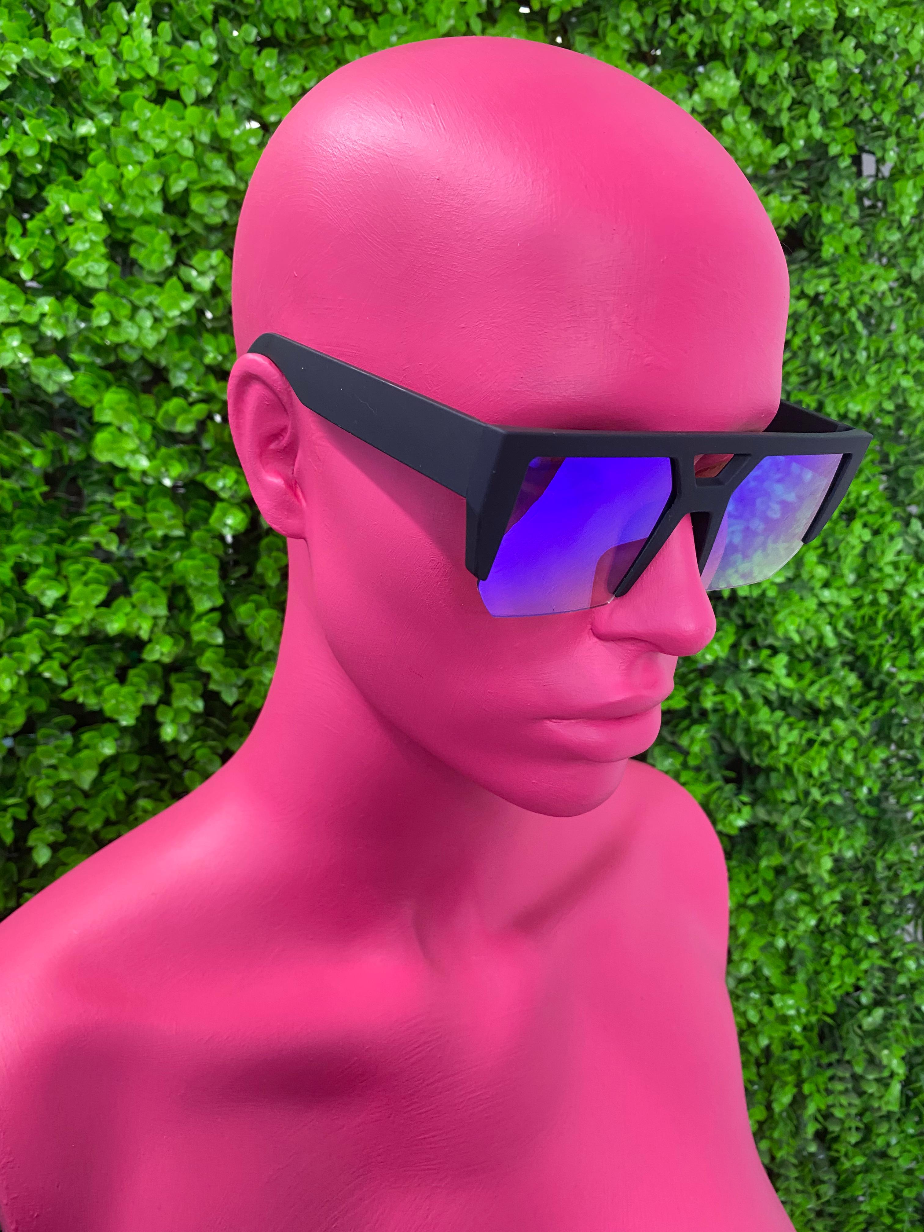 Black Blue Visor Sunglasses