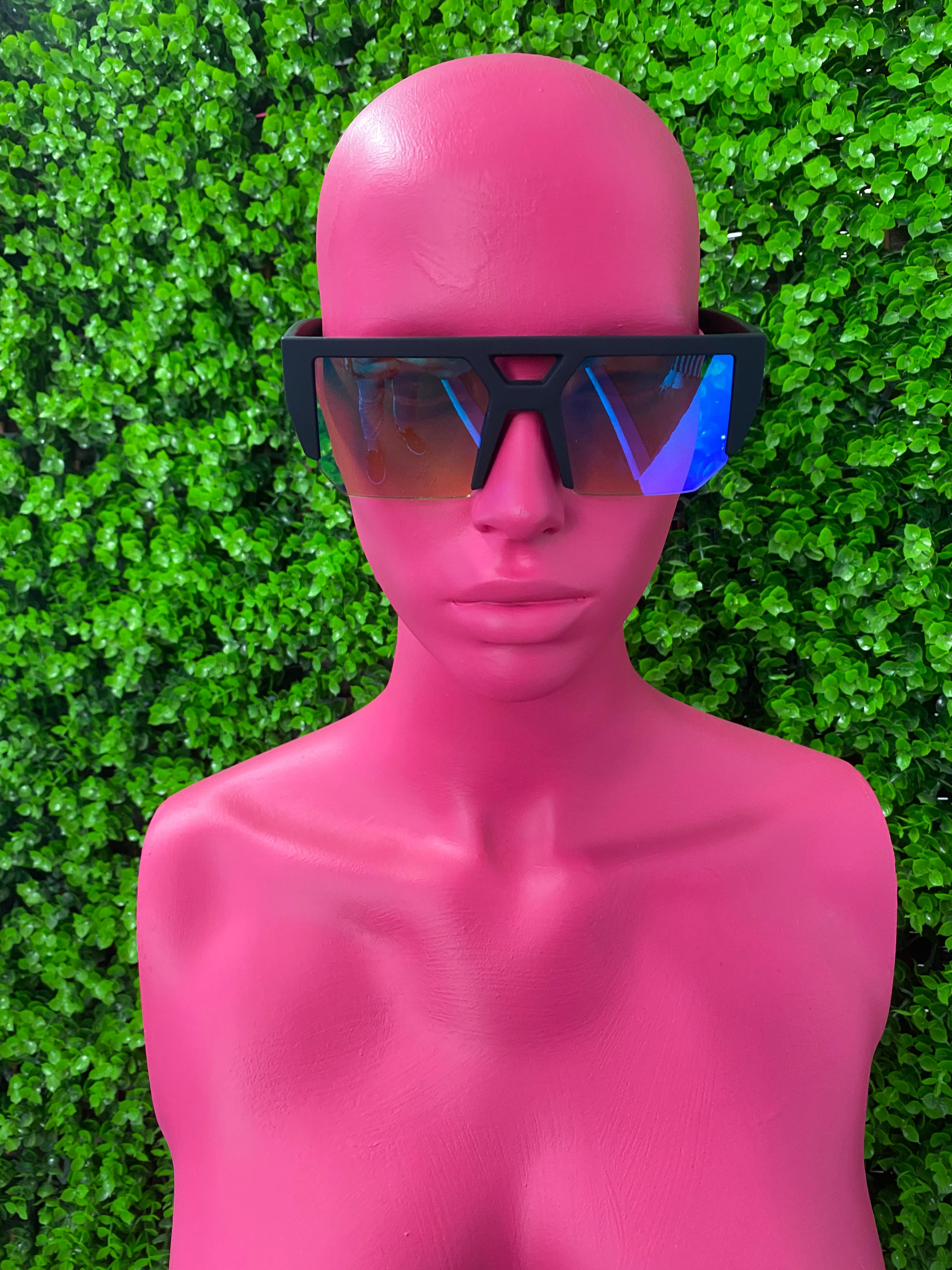 Black Blue Visor Sunglasses