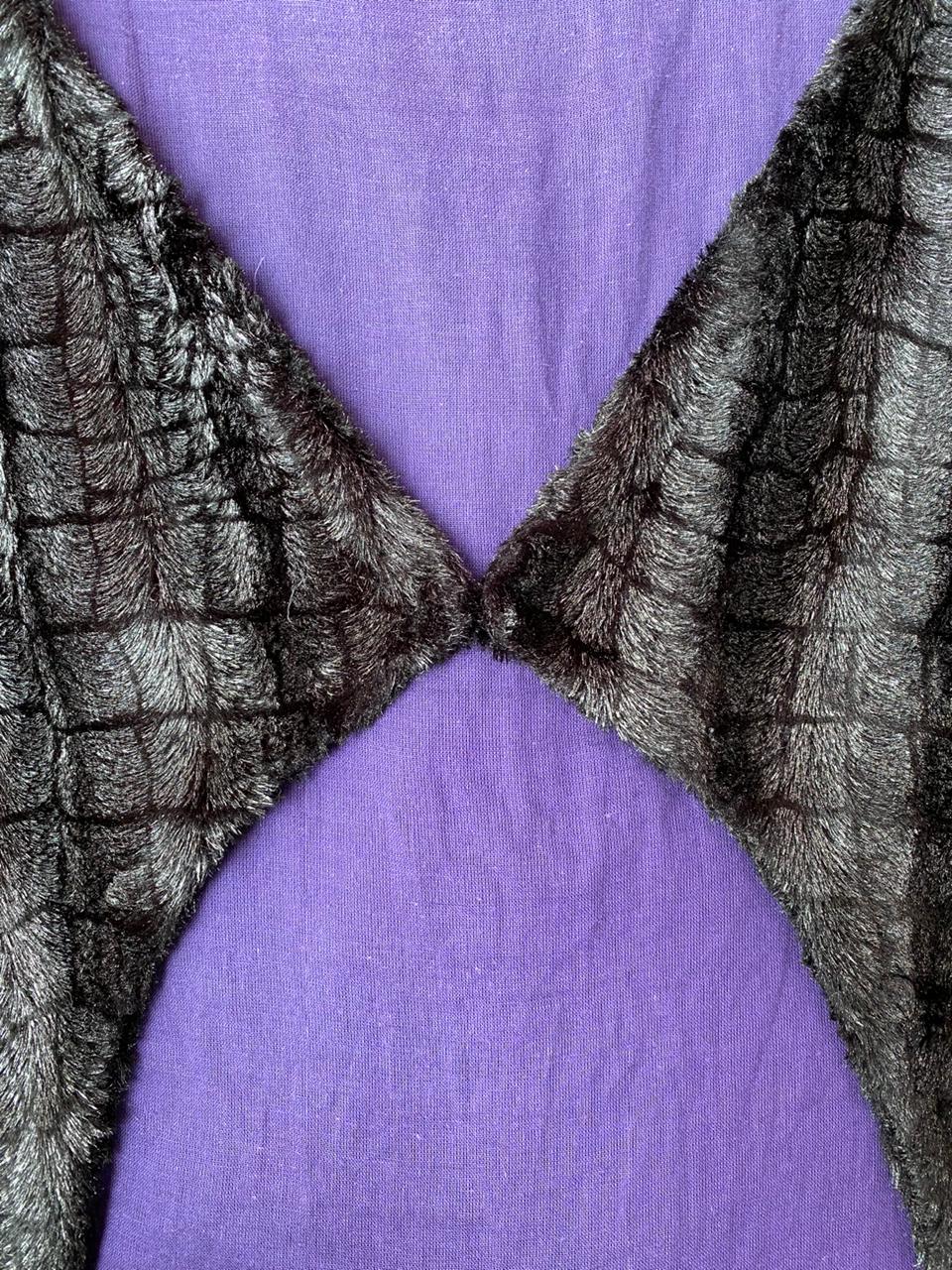 Black Textured Evening Shrug with Purple Lining