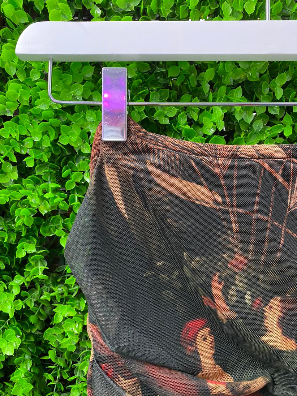 Renaissance Print Draped Corset Top