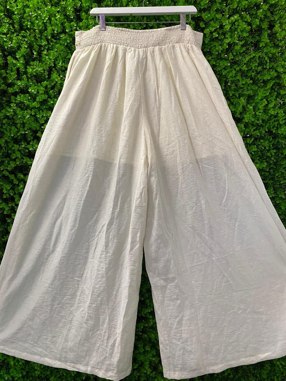 Cream Wide-Leg Pants
