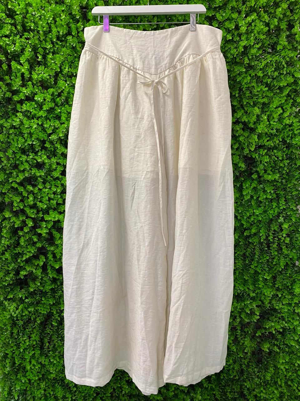 Cream Wide-Leg Pants
