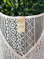 White Crochet Lace Tassel Top
