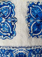 Blue Tile Print Sleeveless Shift Dress
