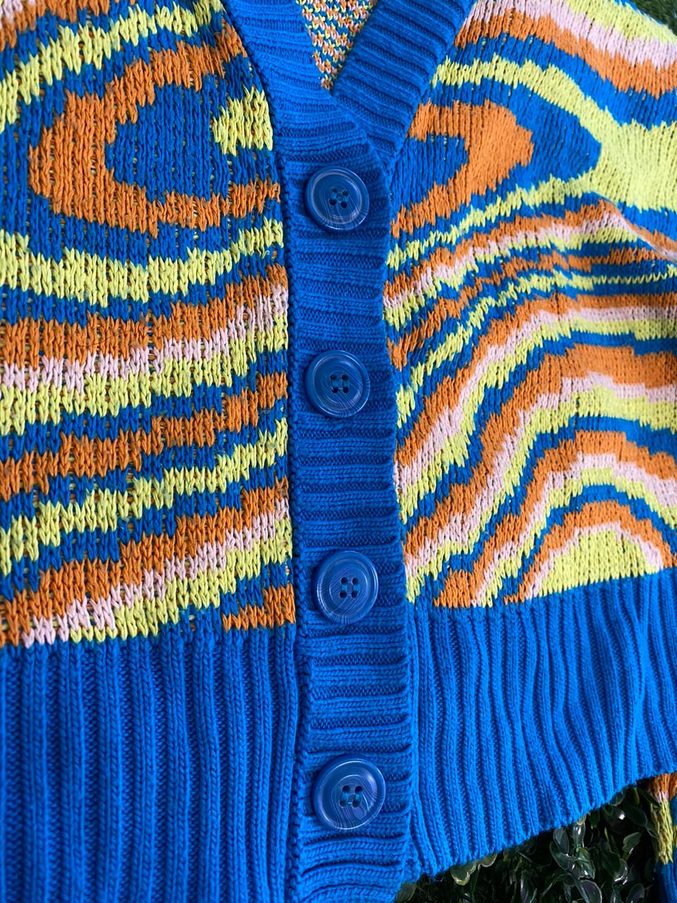 Bright Abstract Knit Cardigan