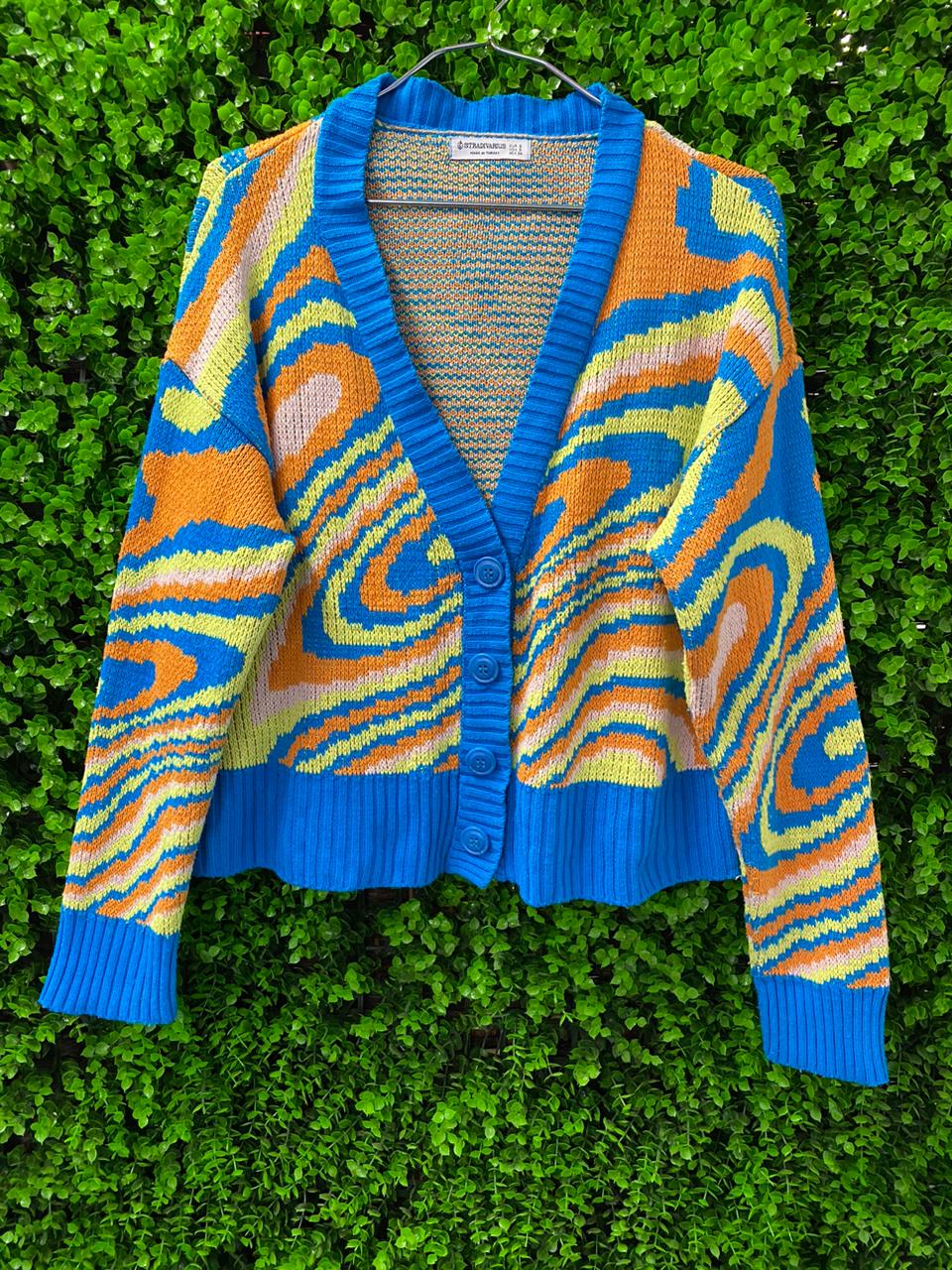 Bright Abstract Knit Cardigan