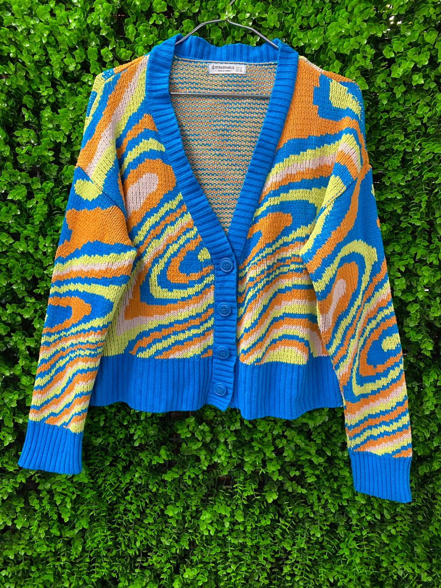Bright Abstract Knit Cardigan