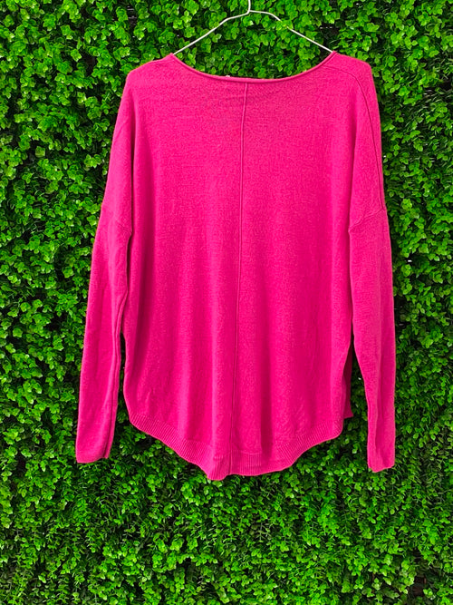 Country Road Berry Pink Fine-Knit Wool Top