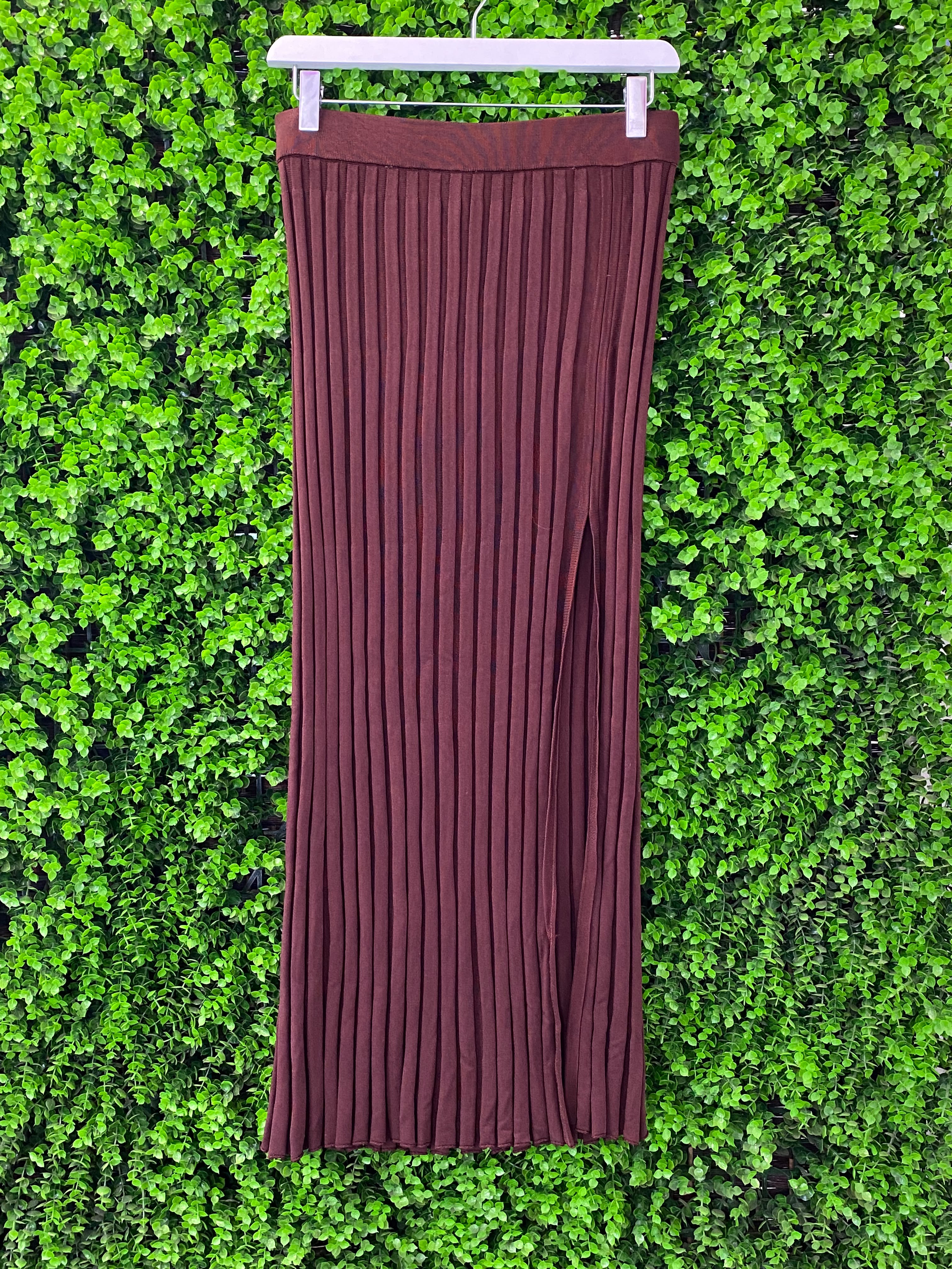Zara Rust Pleated Midi Skirt