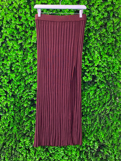 Zara Rust Pleated Midi Skirt