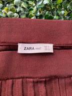 Zara Rust Pleated Midi Skirt