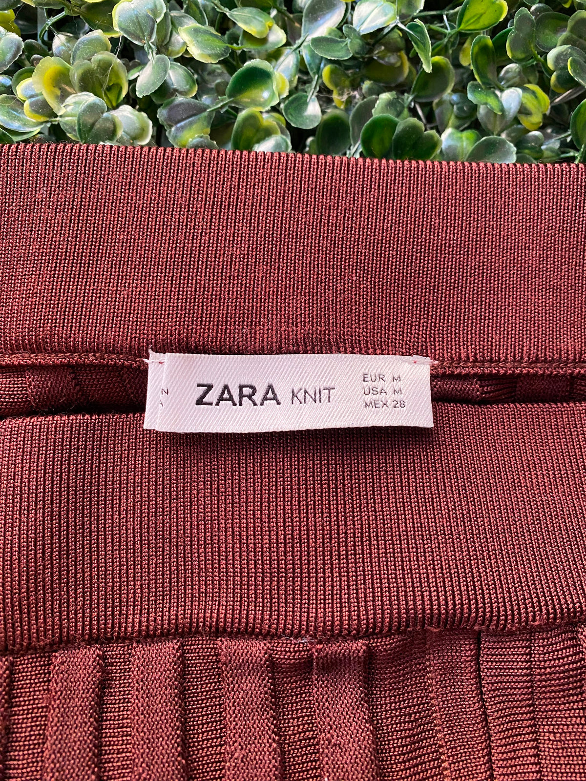 Zara Rust Pleated Midi Skirt