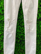 Sissy Boy White Stretch-Cotton Distressed Skinny Jeans