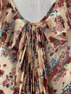 Vintage Floral Tie-Sleeve Blouse