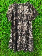 Black & Ivory Abstract Drawstring Maxi Dress