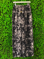 Black & Ivory Abstract Drawstring Maxi Dress