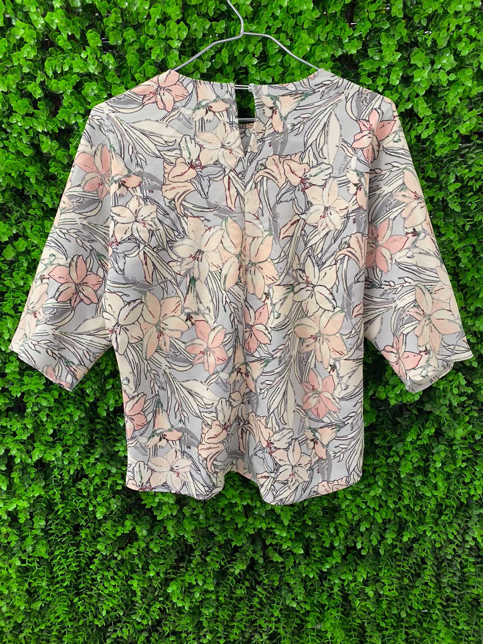 Zara Basic Soft Botanical Batwing Blouse