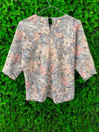 Zara Basic Soft Botanical Batwing Blouse