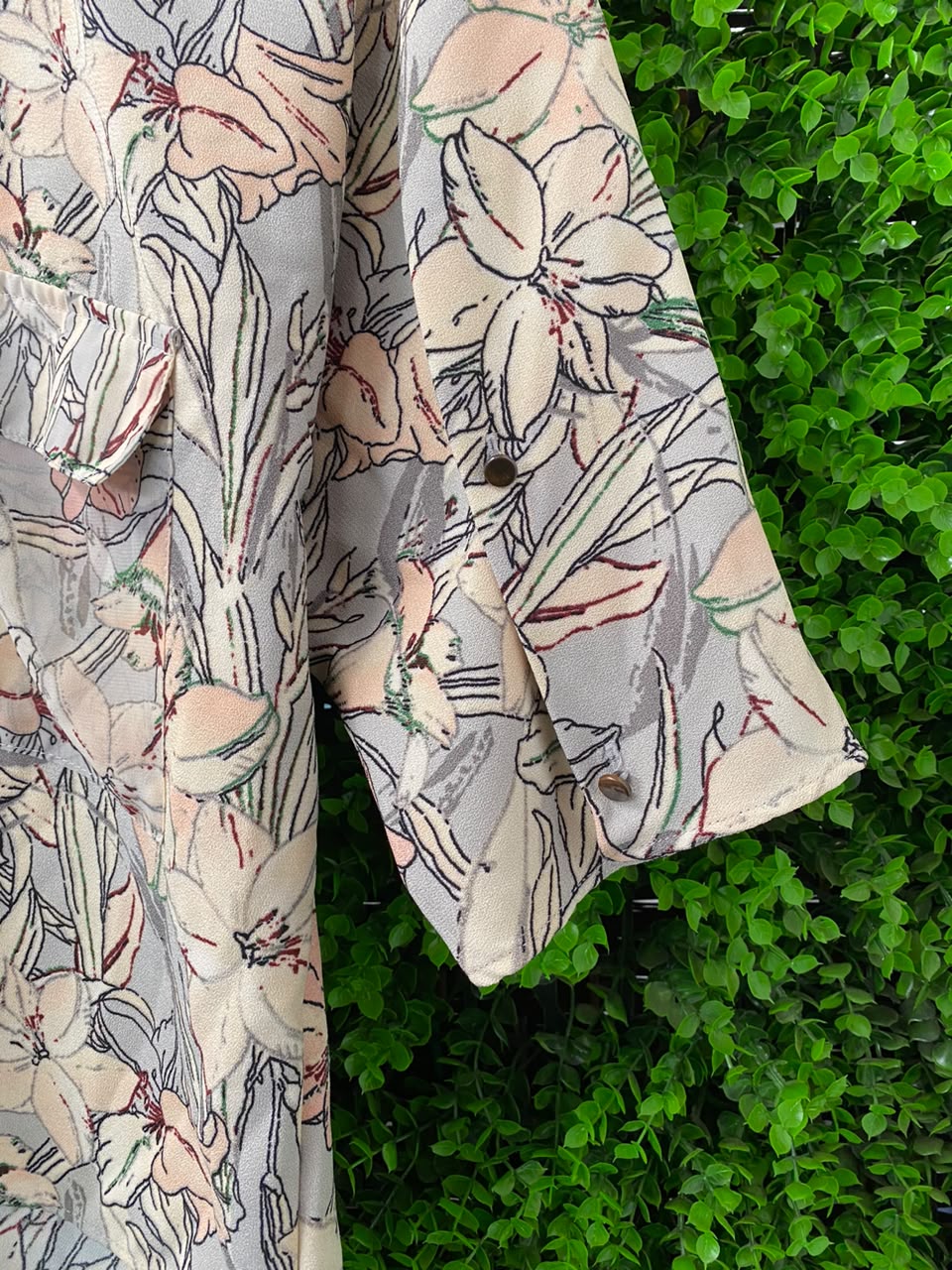 Zara Basic Soft Botanical Batwing Blouse