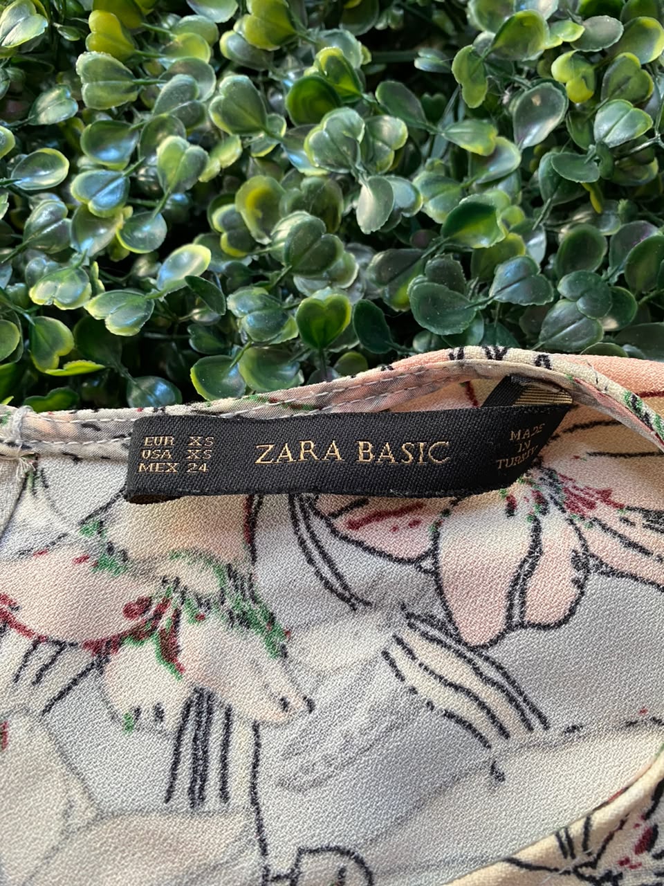 Zara Basic Soft Botanical Batwing Blouse