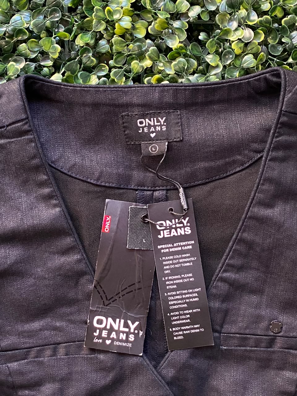 Only Jeans Black Denim Waistcoat