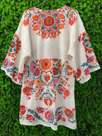 White Paisley Print Kaftan Tunic