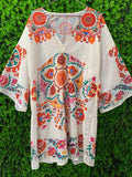 White Paisley Print Kaftan Tunic
