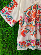 White Paisley Print Kaftan Tunic