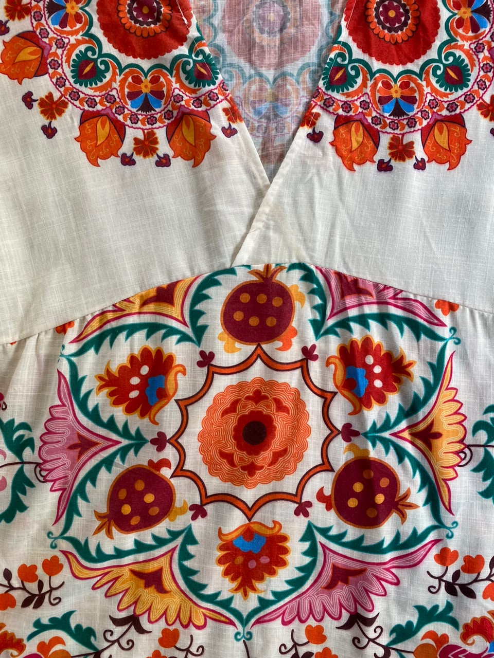 White Paisley Print Kaftan Tunic