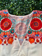 White Paisley Print Kaftan Tunic