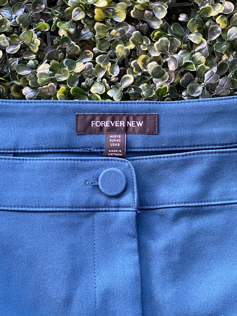 Forever New Teal Tailored Trousers with Metallic Waist Detail