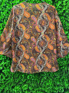 Paisley Print Cropped Kimono Blouse