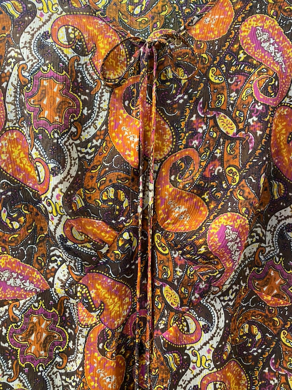 Paisley Print Cropped Kimono Blouse