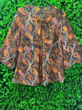 Paisley Print Cropped Kimono Blouse