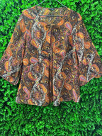 Paisley Print Cropped Kimono Blouse