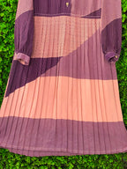 Mauve & Plum Striped Pleated Shirt Dress