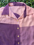 Mauve & Plum Striped Pleated Shirt Dress