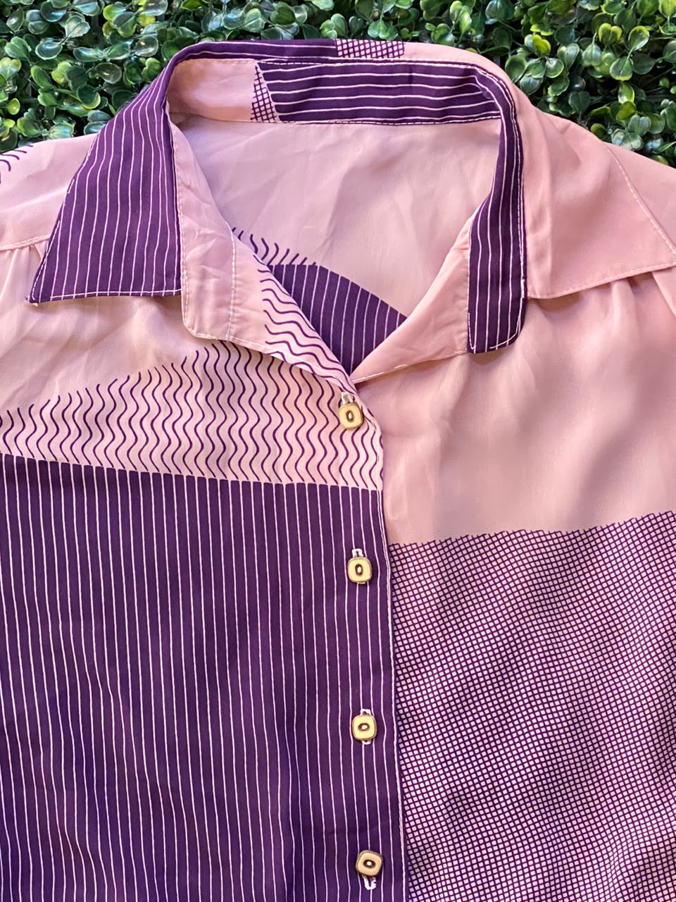 Mauve & Plum Striped Pleated Shirt Dress