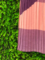Mauve & Plum Striped Pleated Shirt Dress