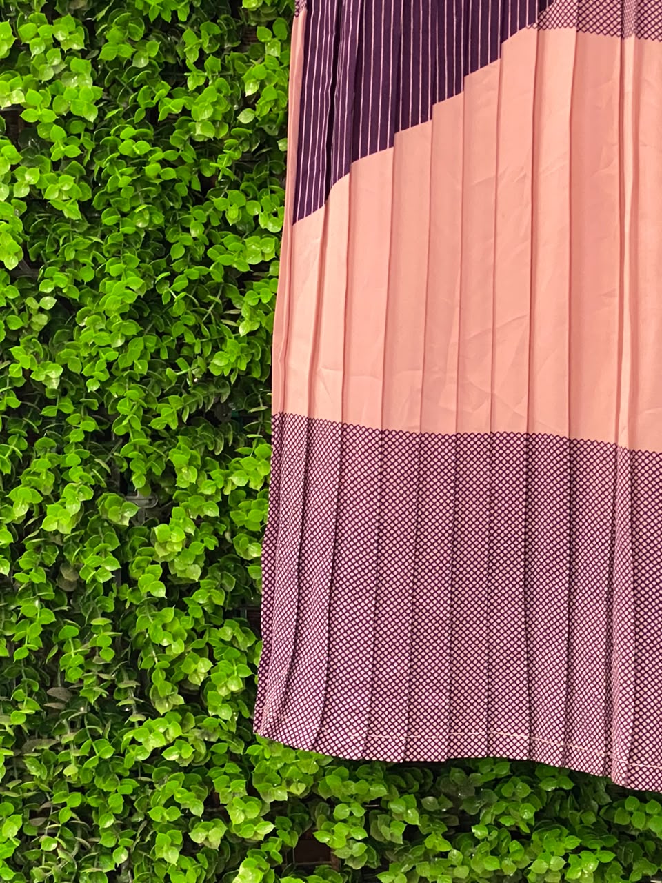 Mauve & Plum Striped Pleated Shirt Dress