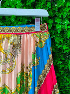 Multicolour Baroque Shirt & Pleated Skirt Set