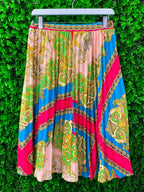 Multicolour Baroque Shirt & Pleated Skirt Set