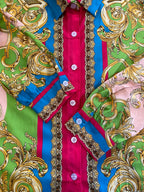 Multicolour Baroque Shirt & Pleated Skirt Set