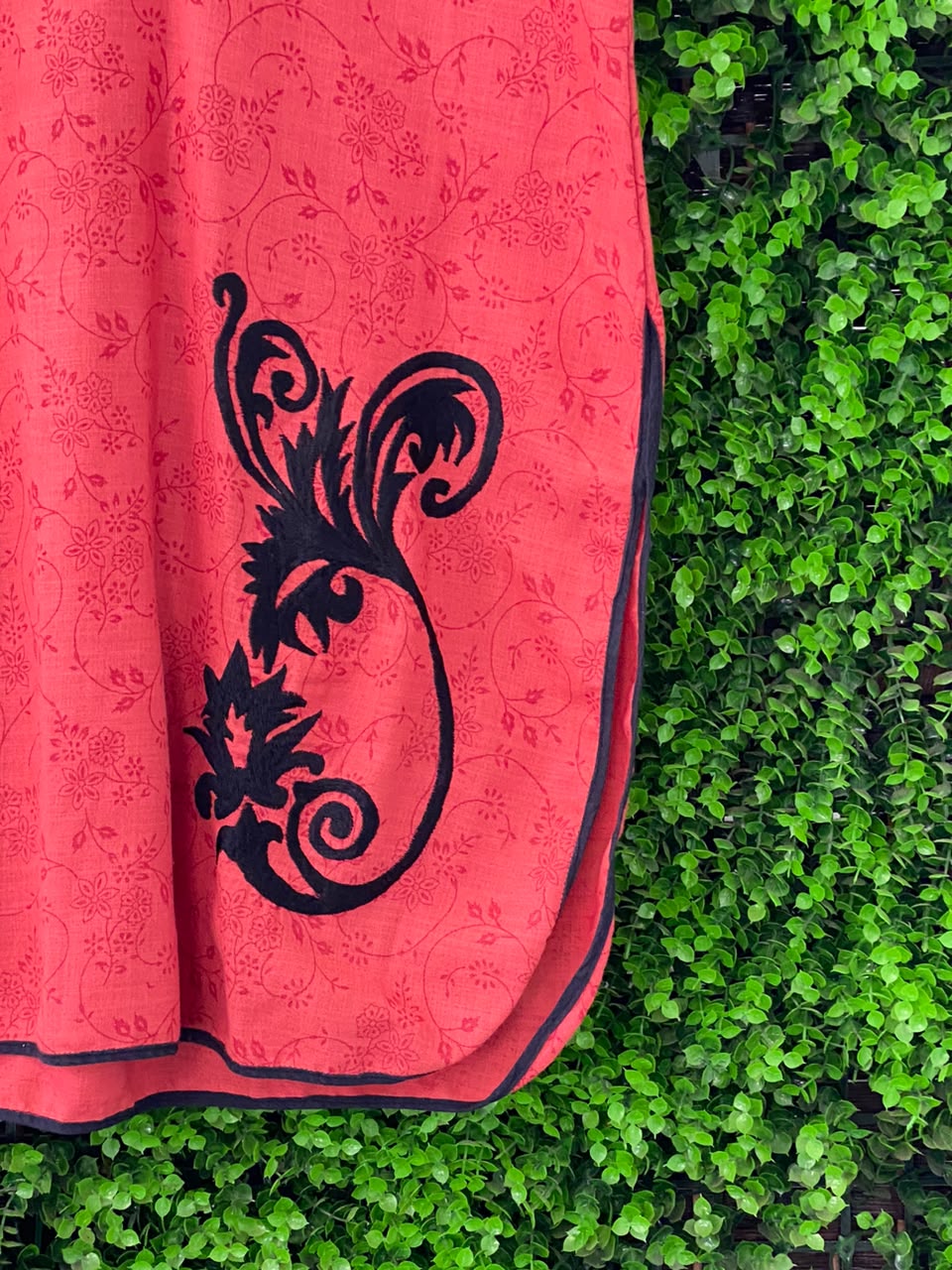 Coral Embroidered Sleeveless Tunic Dress