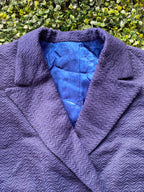 Navy Textured Double-Breasted Coat