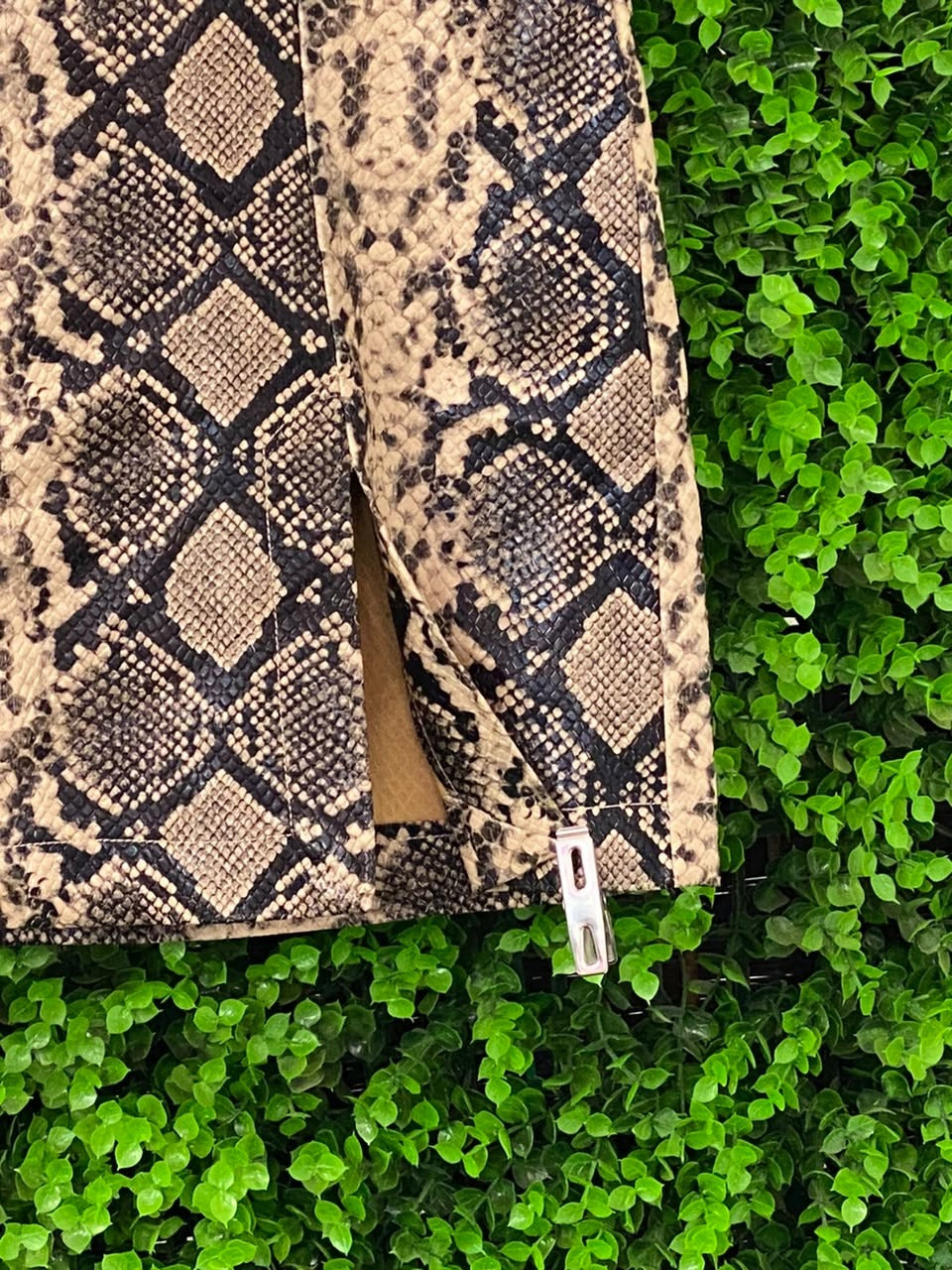 Blake Neutral Snake-Print Mini Skirt