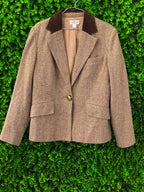Best Connections Taupe Wool-Blend Herringbone Blazer