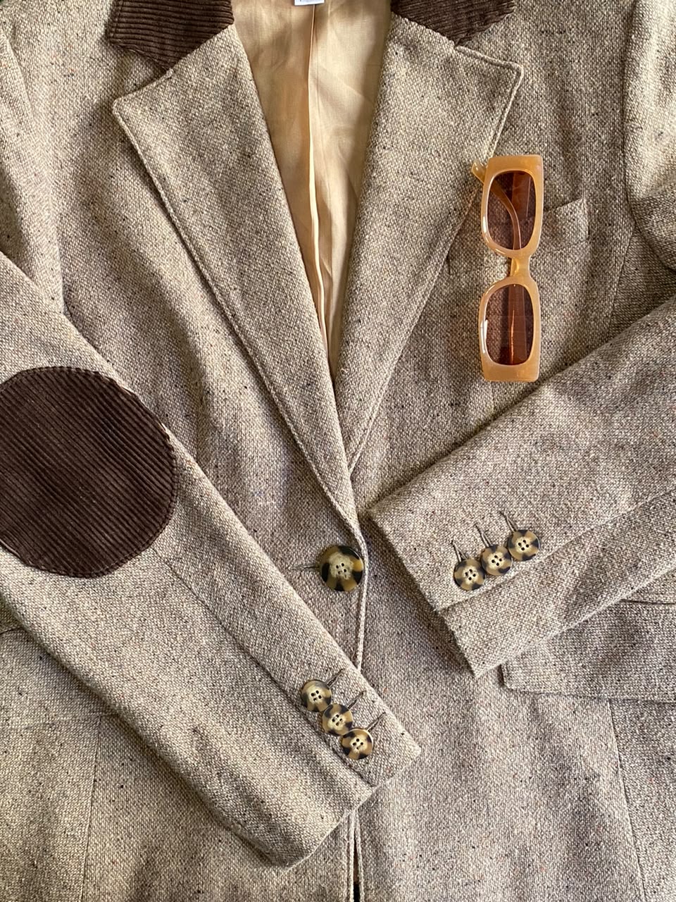 Best Connections Taupe Wool-Blend Herringbone Blazer